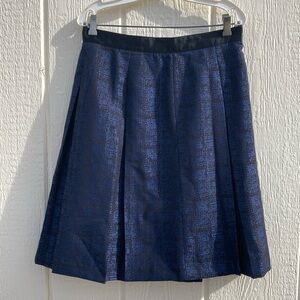 Mario Serrani Italy Women’s Size 12 Skirt Textured Pleated Blue Black Back Zip
